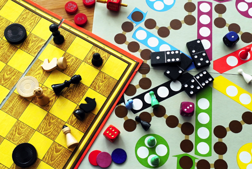 Top view of board games.