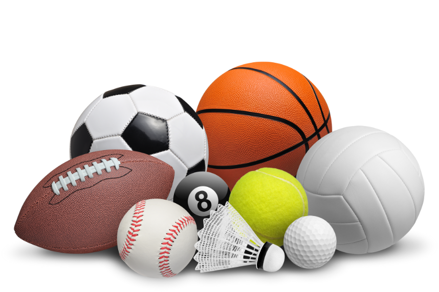 A variety of sports balls