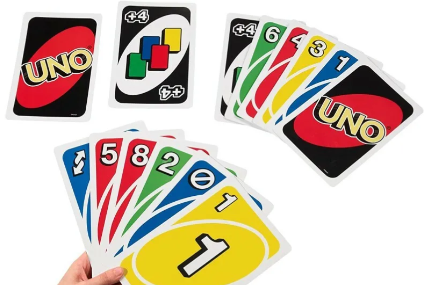 Top view of UNO cards.