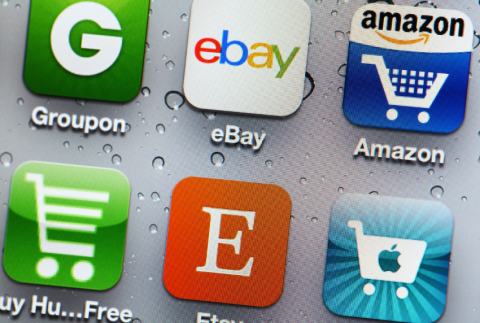 App icons for ebay, groupon, etsy and amazon.