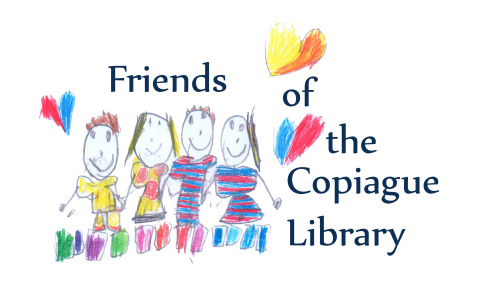 Kid drawing of kids holding hands. Friends of the copiague library