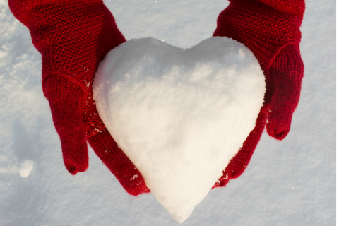 Snow shaped into heart