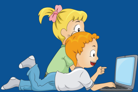 Children Reading on computer