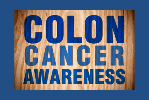 Colon cancer awareness sign.