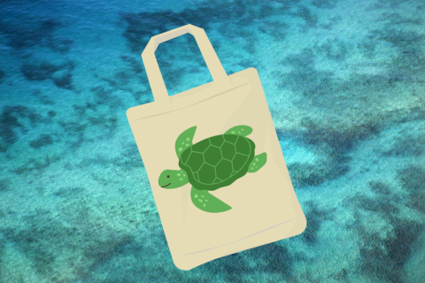 Tote bag with a sea turtle