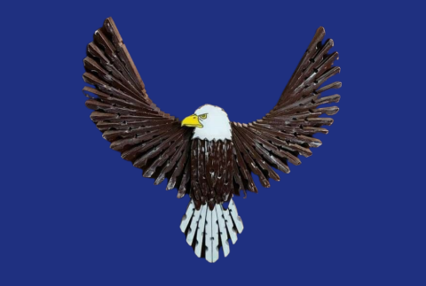 Eagle made out of clothespins.