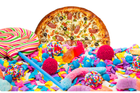 pizza and candy