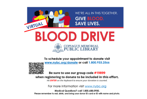 Blood drive information with website and QR code