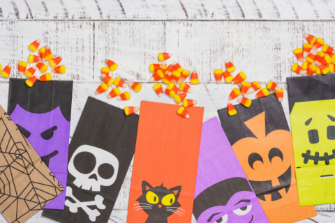 Halloween bags with candy corn