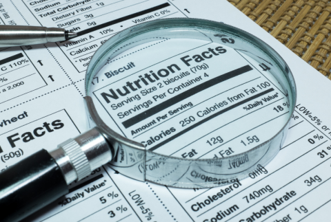 Nutrition Labels with Magnifying Glass