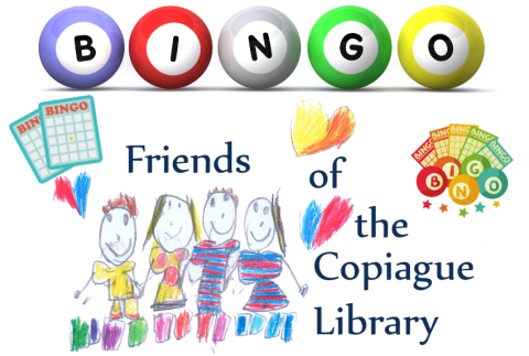 Friends of the library logo with bingo cards.