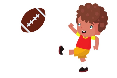 child kicking football