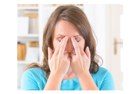 Picture of woman tapping her eyebrows