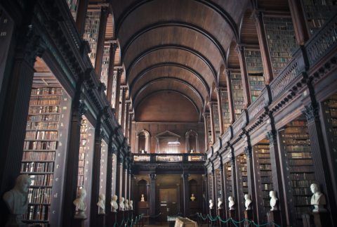 Inside a library.