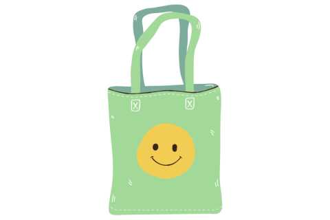 Tote Bag with Smiley Face