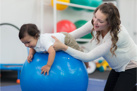 baby on exercise ball