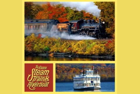 Steam train and a riverboat.