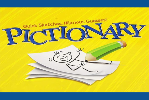 Word pictionary with a sketch underneath. 