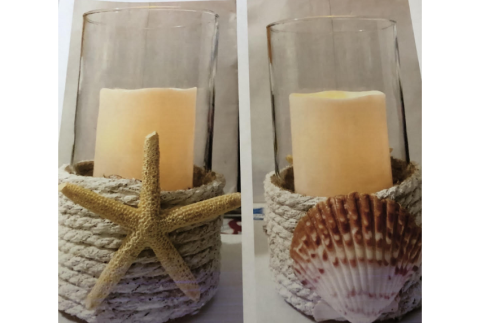 Seashell candle craft.