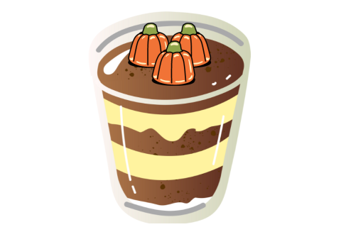 Pudding cup with candy pumpkins