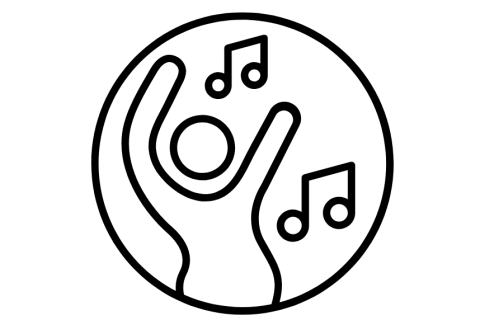 Person dancing and music notes