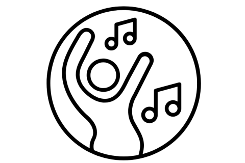 Dancing person and music notes