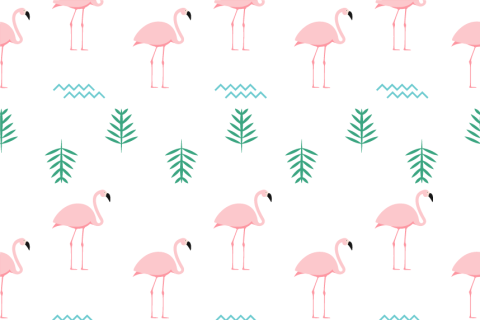 Flamingo and leaf pattern