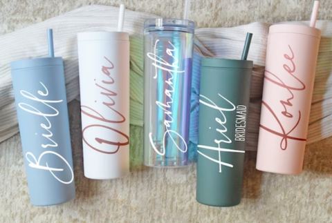 Tumblers with names on them. 