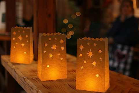 Paper bag luminaries. 