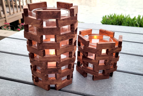 Luminary made out of Jenga Blocks.