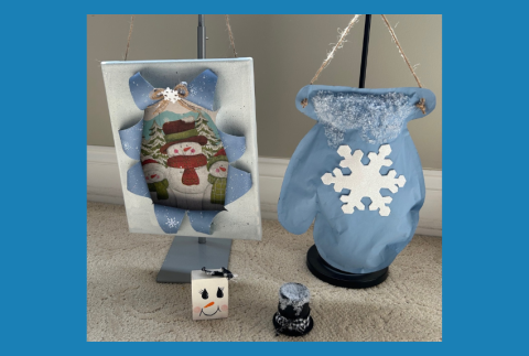 Snowman and mitten crafts. 