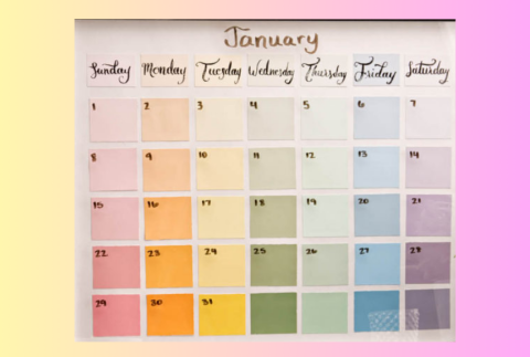 Calendar made with paint chips.