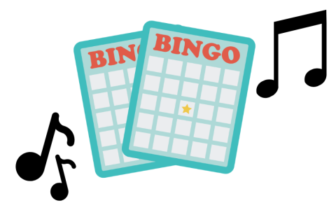 Bingo cards and music notes