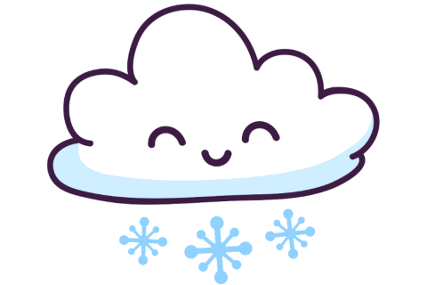 Smiling cloud with blue snowflakes