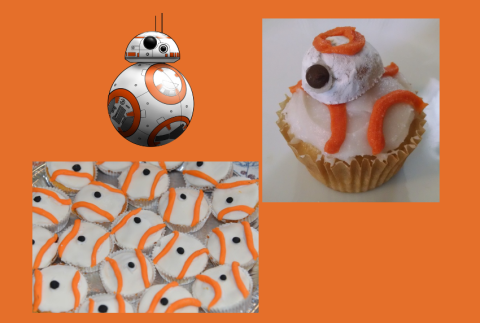 BB-8 made out of cupcakes. 