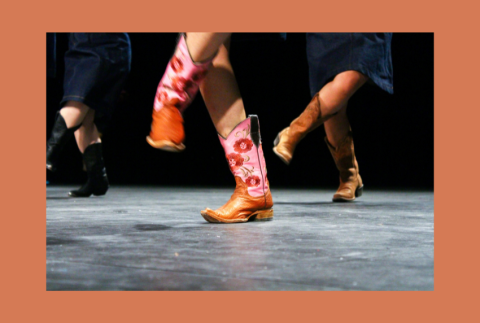 Cowboy boots on feet dancing. 