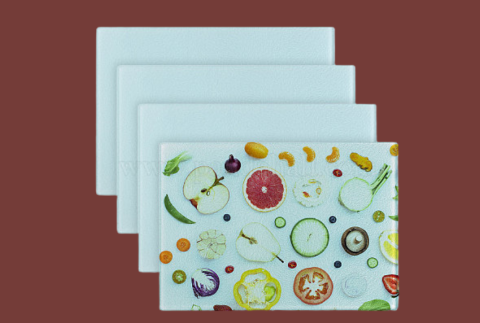 Top view of glass cutting boards.