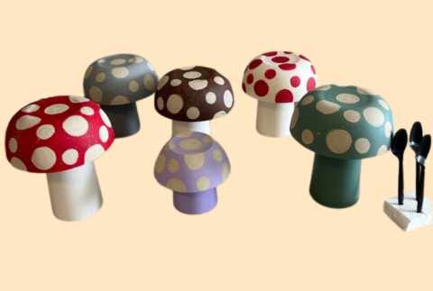Group of mushroom crafts. 