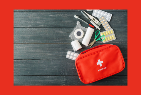 Top view of first aid kit.