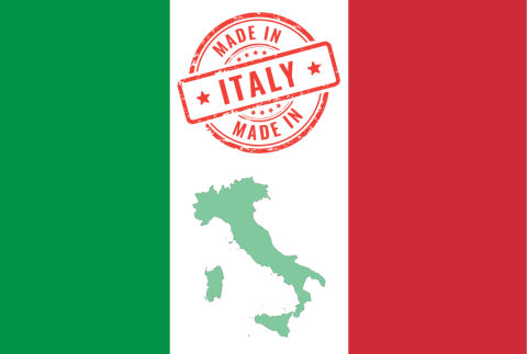 Italian flag and outline of Italy. 