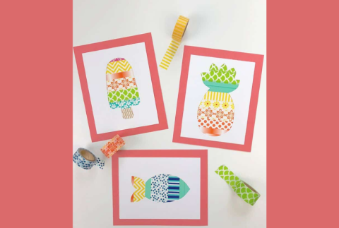 Top view of designs using washi tape. 