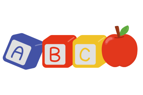 ABC blocks with an apple