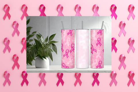 Breast Cancer design on tumblers. 