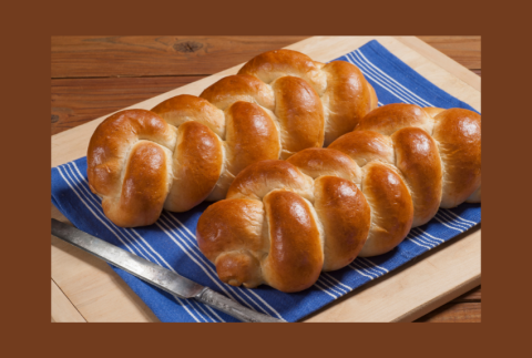 Top view of challah bread. 