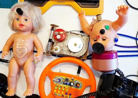 Picture of three toys that were created using different toy parts