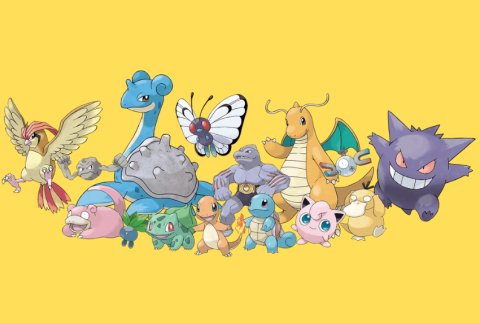 Group of Pokémon characters. 