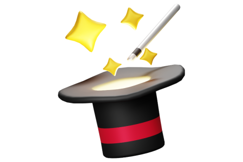 Magicians hat and wand 