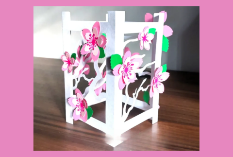 Cherry blossom lattice paper craft. 