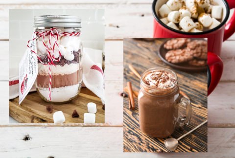 Hot cocoa in jars.