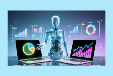 Robot with computers on the side. 